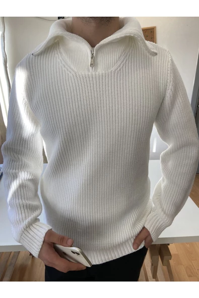 Erkek Regular Fermuarlı Balıkçı Triko Kazak - 3