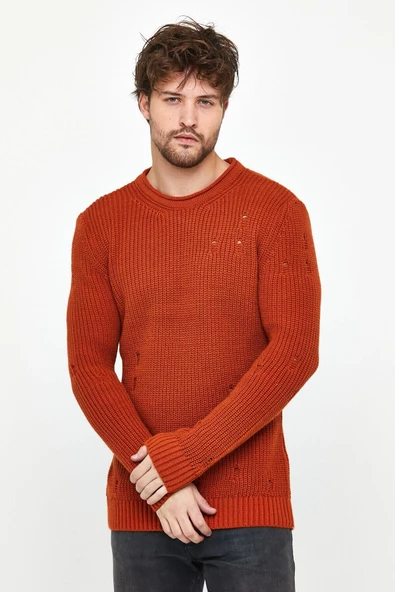 Erkek Destroylu Modelli Triko Kazak - 6