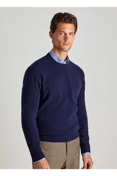 Krem Erkek Slim Fit Bisiklet Yaka Basic Triko Kazak - 10