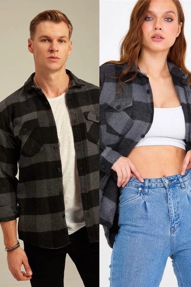 Unisex Kahverengi Çift Cep Kapaklı Oduncu Gömlek-tekli Fiyat - 6