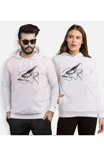 Tshirthane Gibson Acoustic Guitar Sevgili Kombinleri Kapüşonlu Kombini