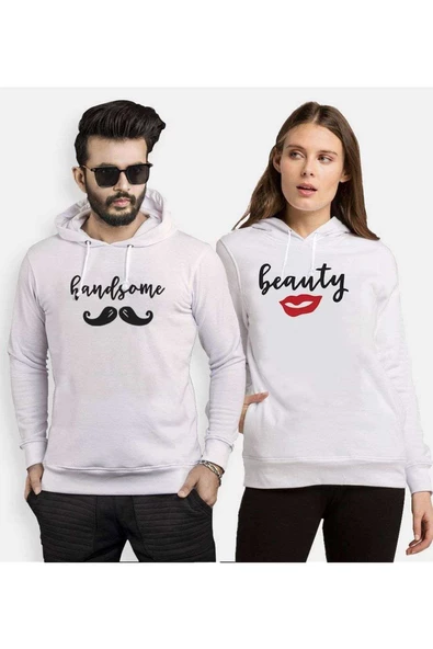 Tshirthane Handsome Beauty Sevgili Kombinleri Kapüşonlu Kombini ürün görseli
