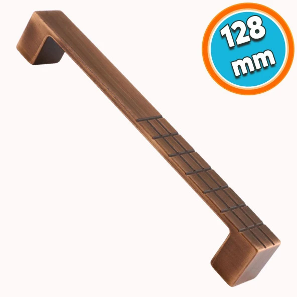 Mobilya Mutfak Dolabı Çekmece Dolap Kapak Kulpu Kulbu Antik Bakır 128 mm Desenli Metal Kulp ürün görseli