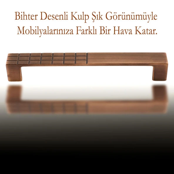 Mobilya Mutfak Dolabı Çekmece Dolap Kapak Kulpu Kulbu Antik Bakır 128 mm Desenli Metal Kulp - Resim 3