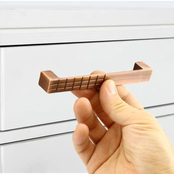 Mobilya Mutfak Dolabı Çekmece Dolap Kapak Kulpu Kulbu Antik Bakır 128 mm Desenli Metal Kulp - Resim 5