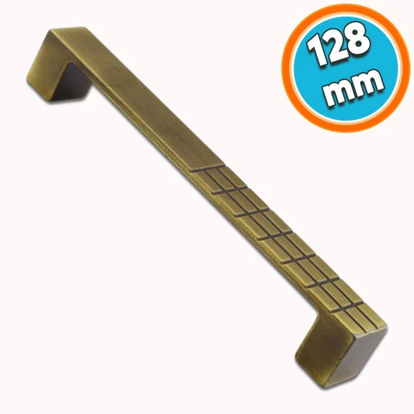 Mobilya Mutfak Dolabı Çekmece Dolap Kapak Kulpu Kulbu Antik Sarı 128 mm Desenli Metal Kulp - 1