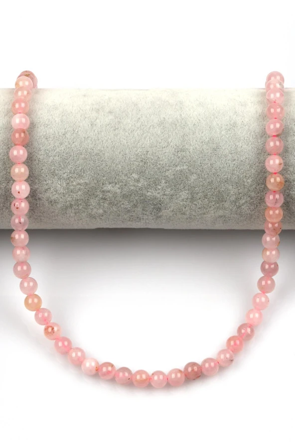 Madagaskar Pembe Kuvars Doğal Taş Dizi 6 mm Fasetli Küre Kesim - Resim 2