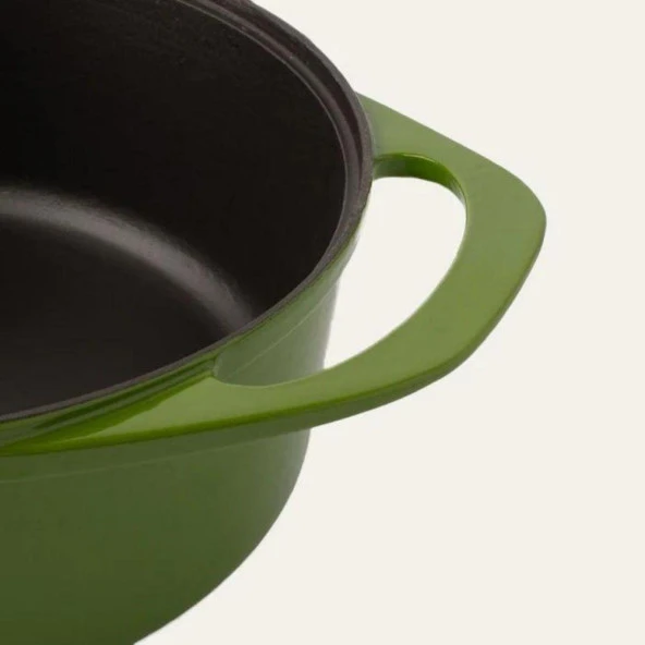 Sürel Potart 28 cm Yuvarlak Döküm Tencere Parlak Yeşil - 5