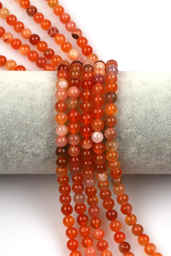 Karnelyan Akik Doğal Taş Dizi 6 mm Küre Kesim ürün görseli