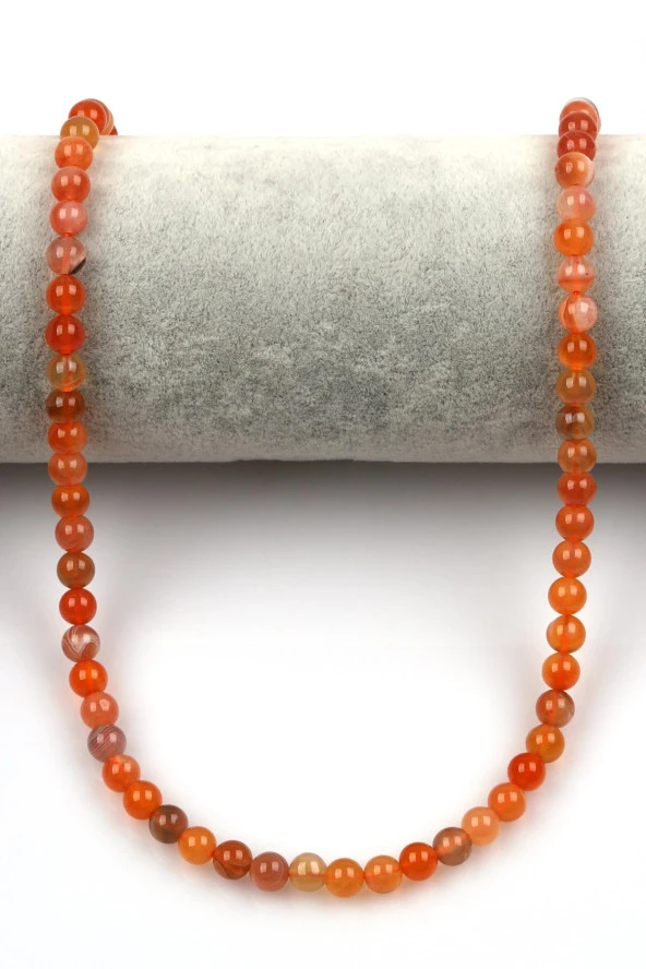 Karnelyan Akik Doğal Taş Dizi 6 mm Küre Kesim - Resim 2