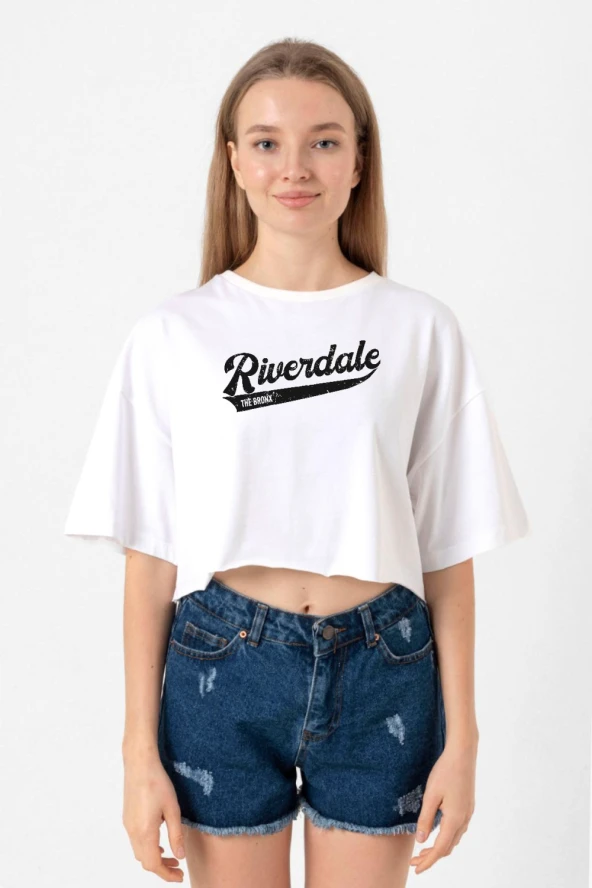 Riverdale Bronx New York City Beyaz Kadın Crop Tshirt
