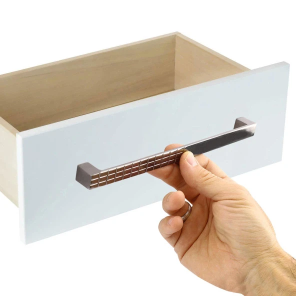 Mobilya Mutfak Dolabı Çekmece Dolap Kapak Kulpu Kulbu Füme 224 mm Desenli Metal Kulp - Resim 2