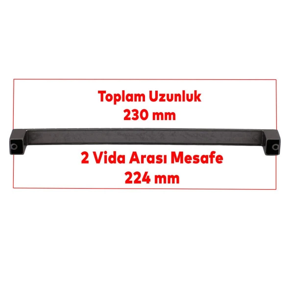 Mobilya Mutfak Dolabı Çekmece Dolap Kapak Kulpu Kulbu Füme 224 mm Desenli Metal Kulp - Resim 3