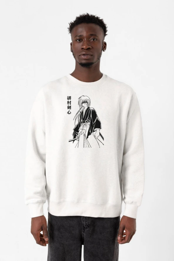 Rurouni Kenshin Poster Japan Beyaz Erkek 2ip Sweatshirt