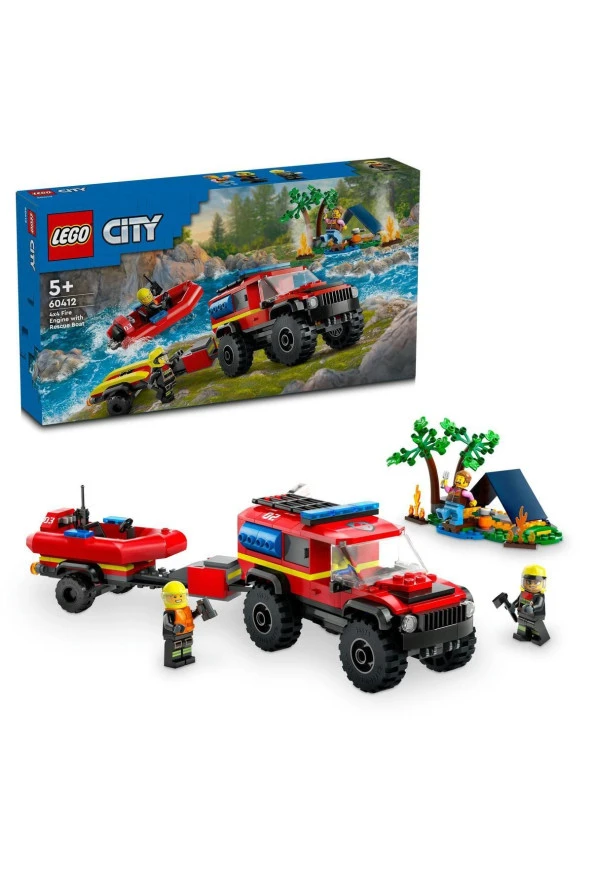 ® City 4X4 Kurtarma Botlu İtfaiye Kamyonu 60412 - Yaratıcı Oyuncak Yapım Seti (301 Parça)
