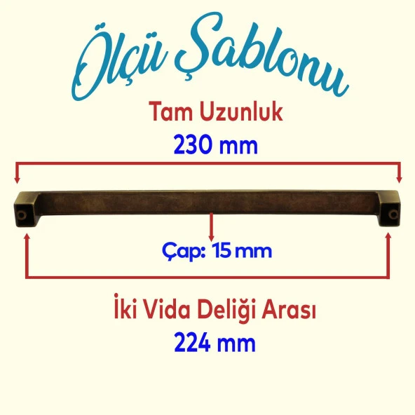 Mobilya Mutfak Dolabı Çekmece Dolap Kapak Kulpu Kulbu Antik Sarı 224 mm Desenli Metal Kulp - Resim 2
