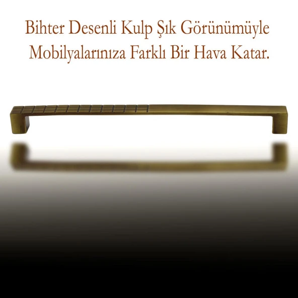 Mobilya Mutfak Dolabı Çekmece Dolap Kapak Kulpu Kulbu Antik Sarı 224 mm Desenli Metal Kulp - Resim 3