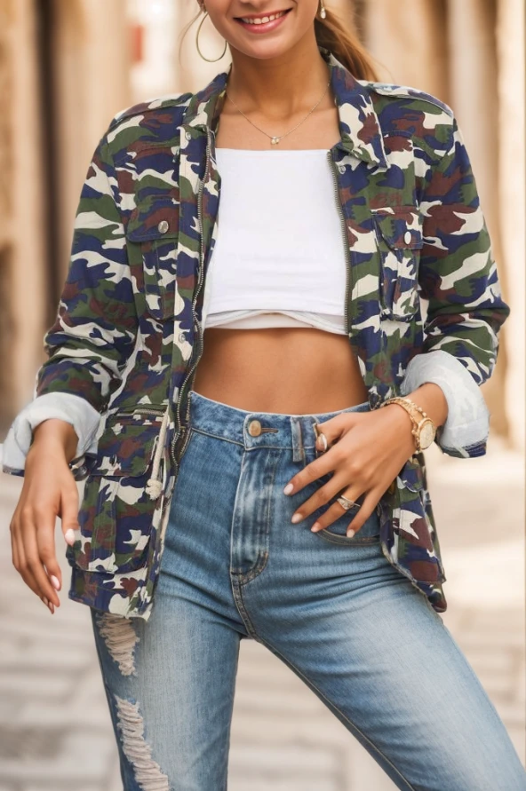 Bel Bağlamalı Kamuflaj Ceket Hakilaci - 2