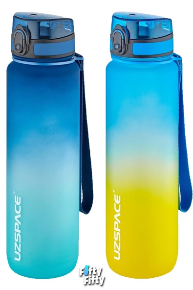 Uzspace 2'li Tritan Matara Seti 1000ml BÜYÜK BOY Çift Renk Softtouch FF Collection Tritan Su Matarası - 10