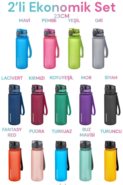 Uzspace 2'li Tritan Matara Seti 500 ml 14 Farklı Renk Seçeneği FiftyFifty - 11