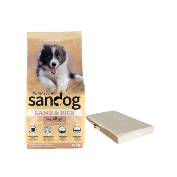 Sandog Premium Lamb&Rice Yavru Köpek Maması 15 Kg, Sponge Kahve Medium Yatak