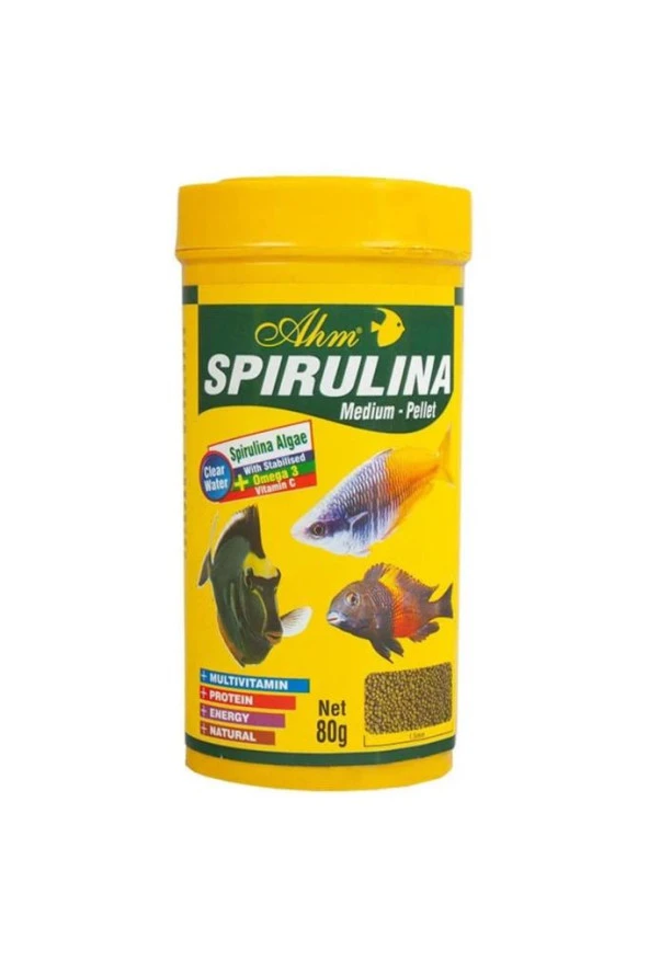 Ahm Spirulina Medium Pellet Balık Yemi 250 Ml