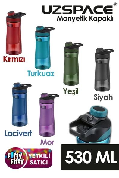 Uzspace Manyetik Kapaklı 530 ml Silikon Gövde Tritan Su Matarası