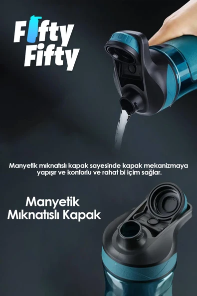 Uzspace Manyetik Kapaklı 530 ml Silikon Gövde Tritan Su Matarası - 3