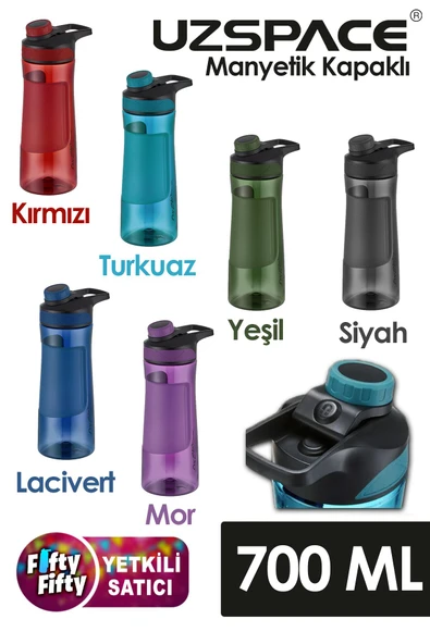 Uzspace Manyetik Kapaklı 700ml Silikon Gövde Tritan Su Matarası