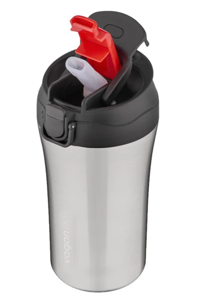 Vagonlife FiftyFifty Çift Kapak Sistemli Pipetli/Pipetsiz 400ml Çelik Mug FF2004VGN - 3