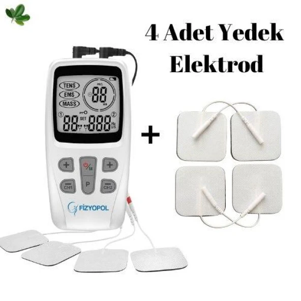 Fizyopol Tens EMS cihazı ve 4'lü Yedek Elektrod