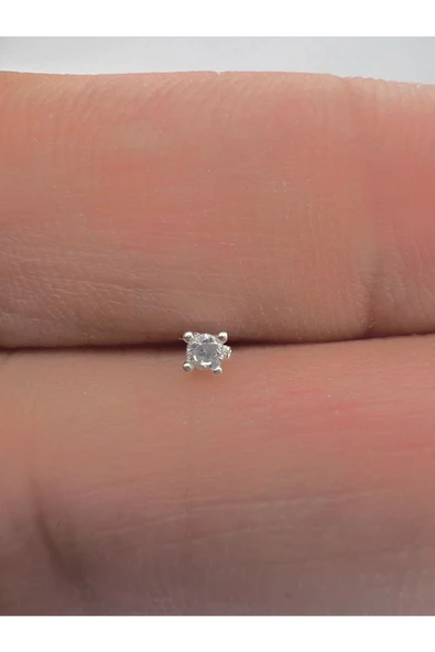 925 Ayar Gümüş Hızma. 2.5 Mm Tek Taş Gümüş Renk