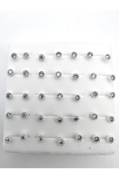 925 Ayar Gümüş Hızma. 3mm Tek Taş Gümüş Renk - 3