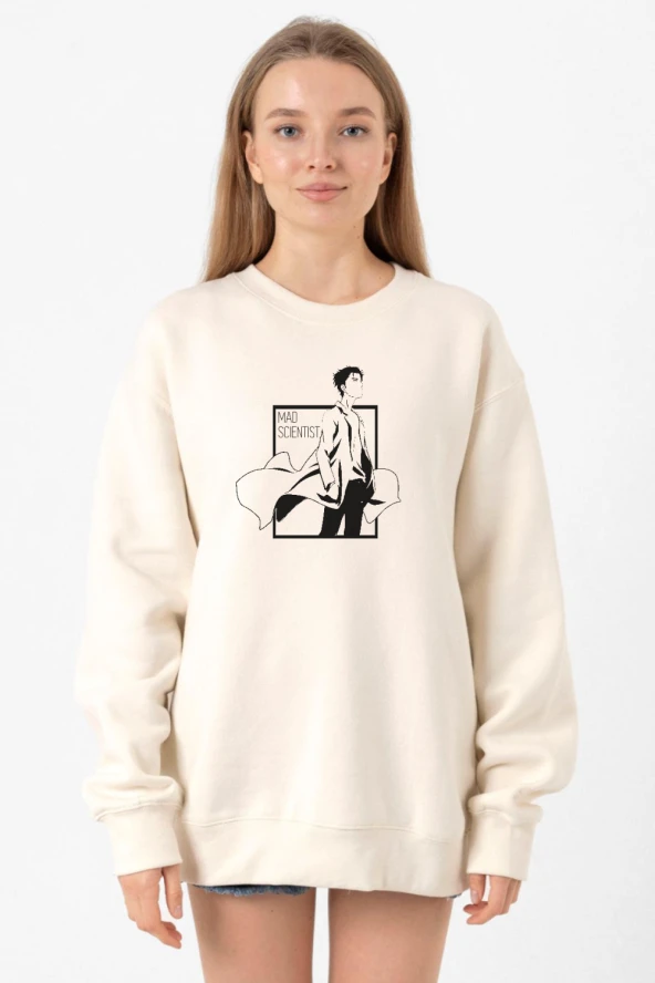 Steins Gate Rintarou Mad Scientist Ekru Kadın 2ip Sweatshirt