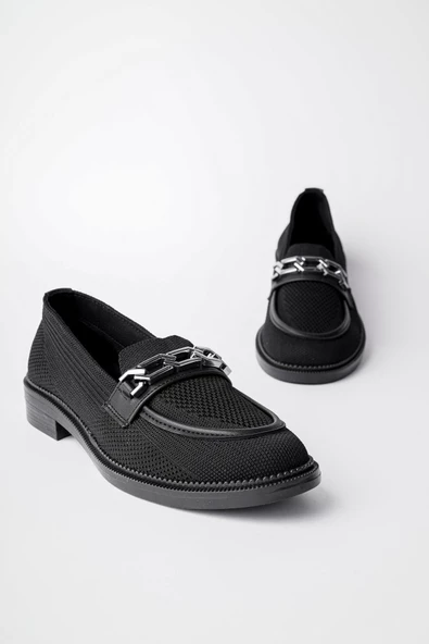 Muggo VİOLA Garantili Triko Metal Tokalı Kadın Loafer Günlük Ayakkabı - 6