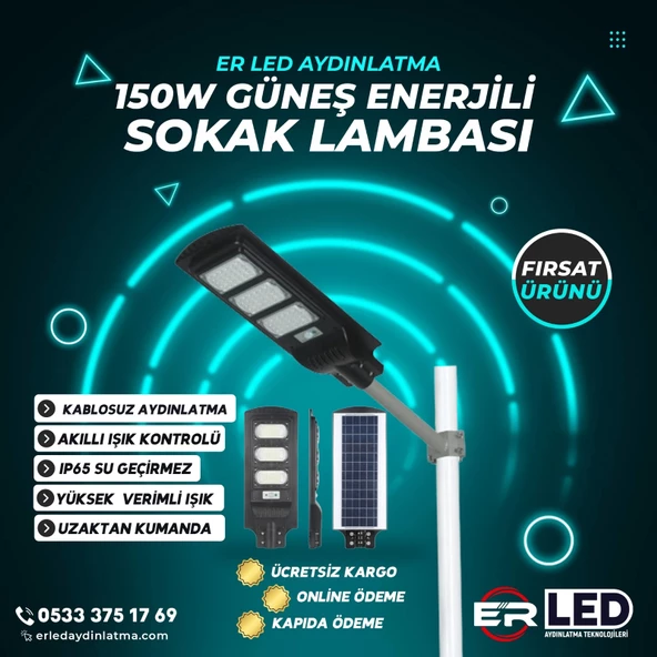 150W GÜNEŞ ENERJİLİ SOLAR SOKAK ARMATÜRÜ - 3