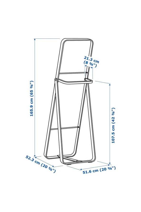 Modern IKORNNES Dişbudak 52x167 cm Ayaklı Boy Aynası - Resim 4