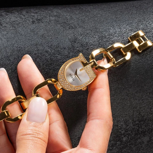 GUESS GUGW0683L2 ALTIN KAPLAMA TAŞLI KADIN KOL SAATİ - 8