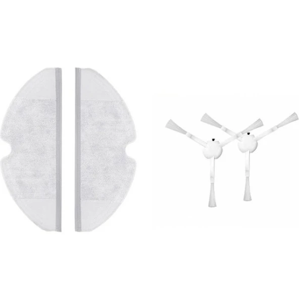 srfn ticaret Xiaomi Vacuum Mop 2 (STYTJ03ZHM) Uyumlu Aksesuar Seti: 2 Adet Fiber Mop Bezi - 2 Adet Yan Fırça ürün görseli 1