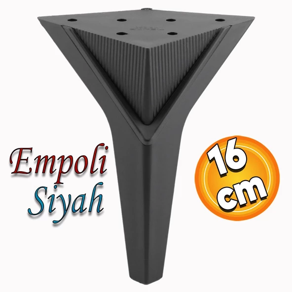 Empoli Lüks Mobilya Kanepe Tv Ünitesi Koltuk Ayağı Mat Siyah Baza Ayakları Plastik 16 Cm
