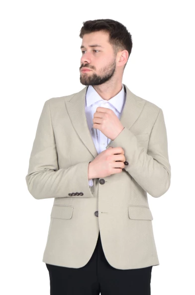 Cengiz İnler Nokta Desenli Kırlangıç Yaka Slim Erkek Ceket - 7