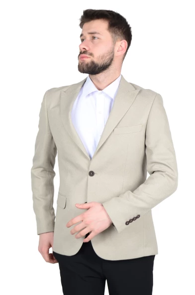 Cengiz İnler Nokta Desenli Kırlangıç Yaka Slim Erkek Ceket - 5