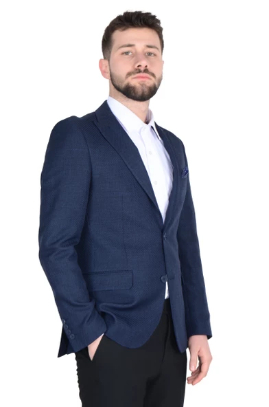 Cengiz İnler Nokta Desenli Kırlangıç Yaka Slim Erkek Ceket - 8