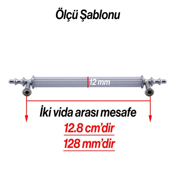 Mobilya Mutfak Dolabı Çekmece Dolap Kulpları Kapak Kulpu Kulbu Krom Renk 128 mm Metal Kulp - 2