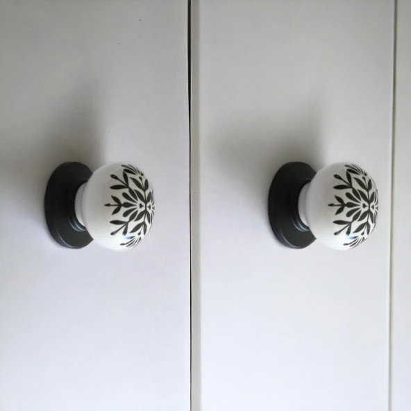 Siyah Kulp Gerçek Porselen Düğme Mobilya Mutfak Dolabı Çekmece Dolap Kulpları Kapak Kulpu Kulbu - Resim 4