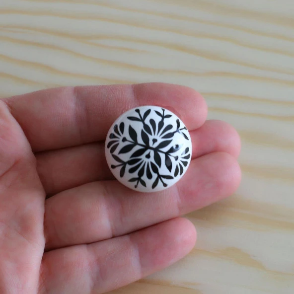 Siyah Kulp Gerçek Porselen Düğme Mobilya Mutfak Dolabı Çekmece Dolap Kulpları Kapak Kulpu Kulbu - Resim 7