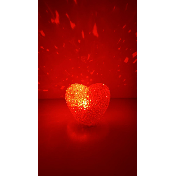 Silikon Işıklı Kalp Kırmızı Masa Lambası