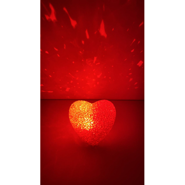 Silikon Işıklı Kalp Kırmızı Masa Lambası - 2