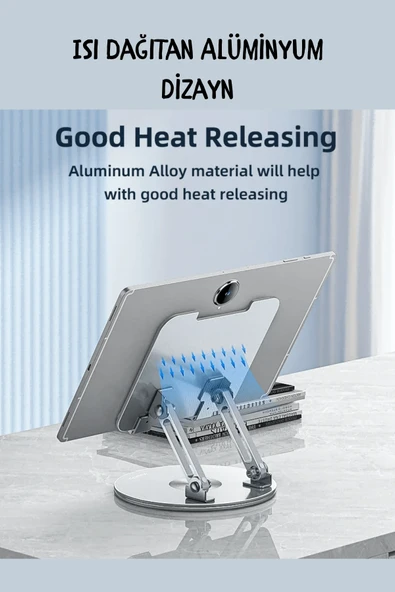 Fuchsia LP066 360 Derece Ayarlanabilir Metal Laptop Standı - Resim 2