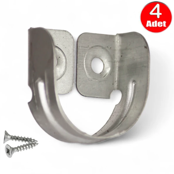 Aletçantam Dolap İçi Yuvarlak Gardrop Boru Tutucu Aparatı Elbise Askı Flanşı - 4 Adet